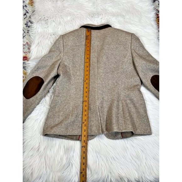 Tommy Hilfiger Suit Jacket Blazer Women's 16 Beige Elbow Patches Shoulder Pads - Picture 4 of 10